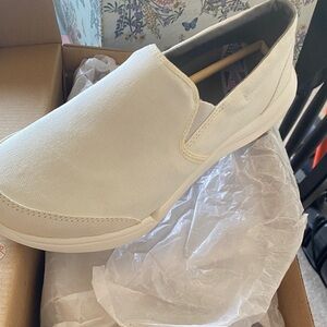 Teva Off-White Canvas Slip-On Loafers